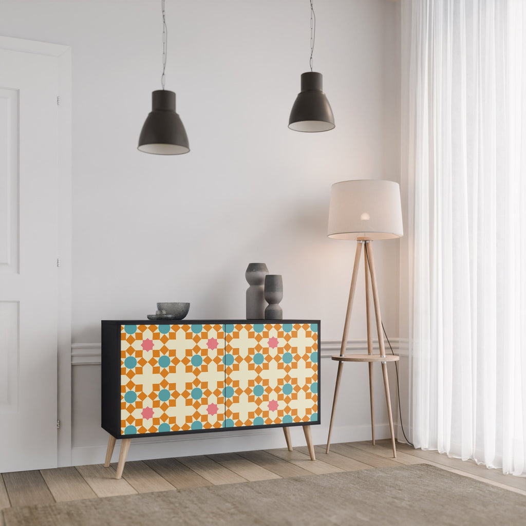 FLORAL DECOR 2-Door Sideboard in Black Finish