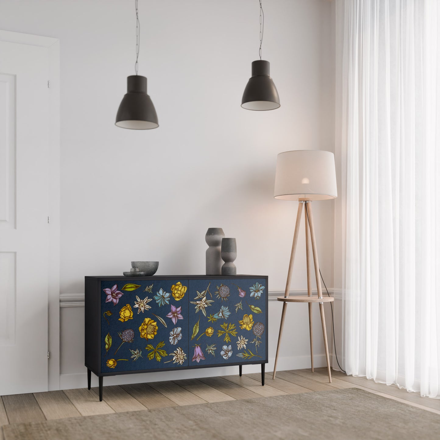 FLOWERS ON NAVY BLUE Aparador de 2 Portas
