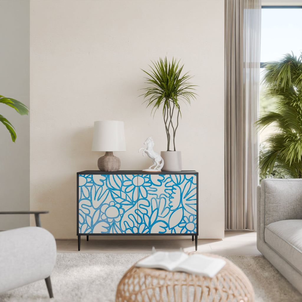 BLOOMY MORNING Aparador de 2 Portas em Acabamento Preto