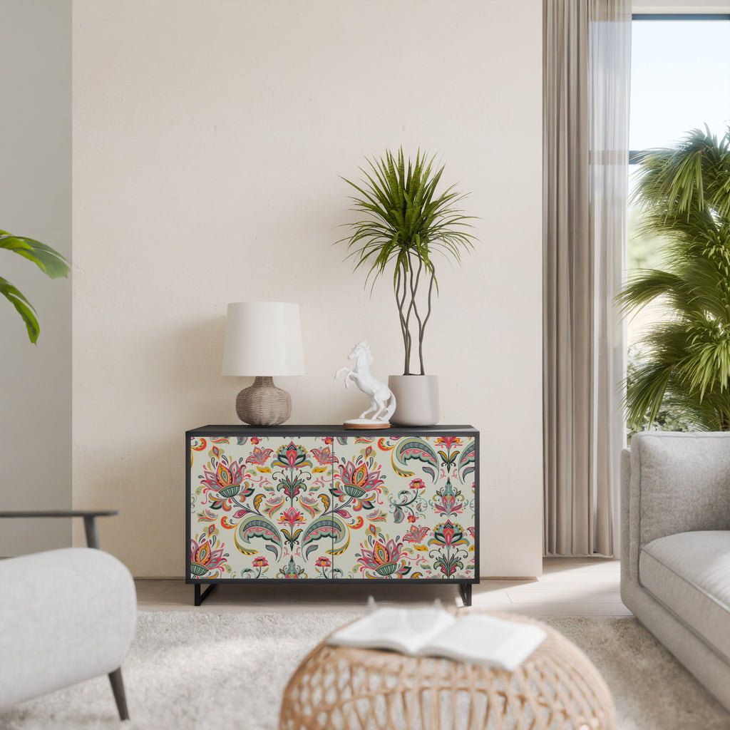 ORGANIC FOLKLORE Aparador de 2 Portas em Acabamento Preto