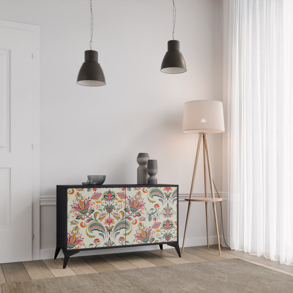 ORGANIC FOLKLORE Aparador de 2 Portas em Acabamento Preto