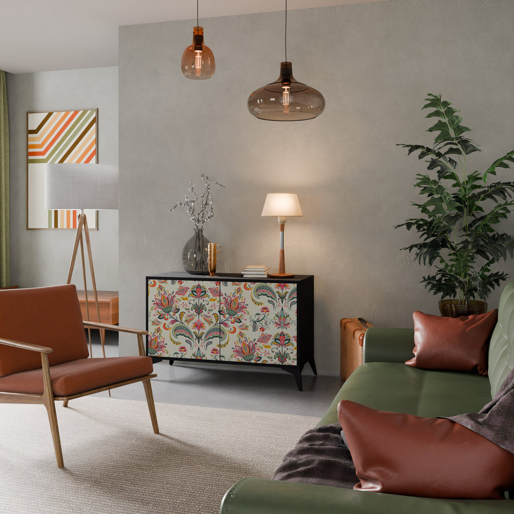 ORGANIC FOLKLORE Aparador de 2 Portas em Acabamento Preto