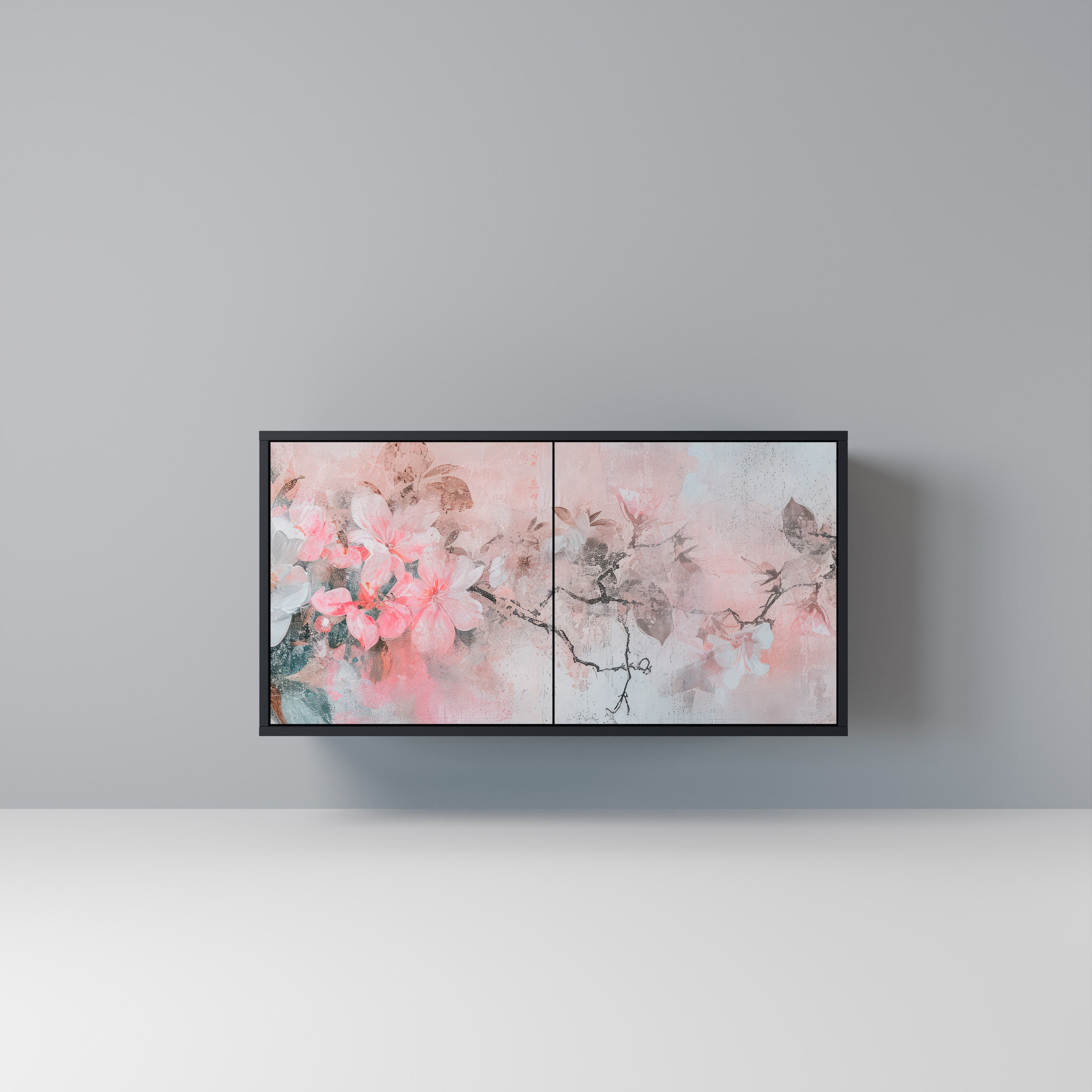 CHERRY BLOSSOM 2-Door Sideboard in Black Finish