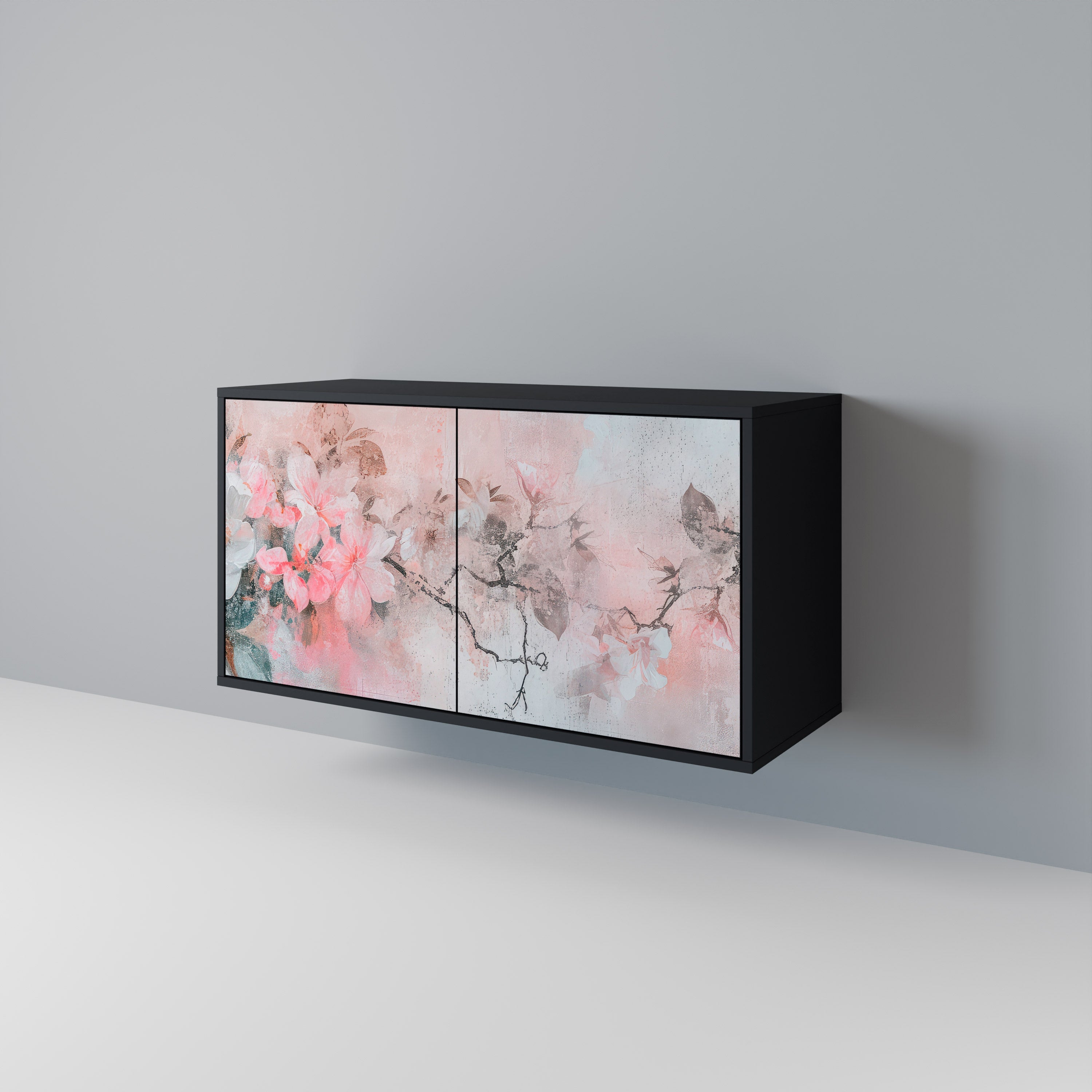 CHERRY BLOSSOM 2-Door Sideboard in Black Finish