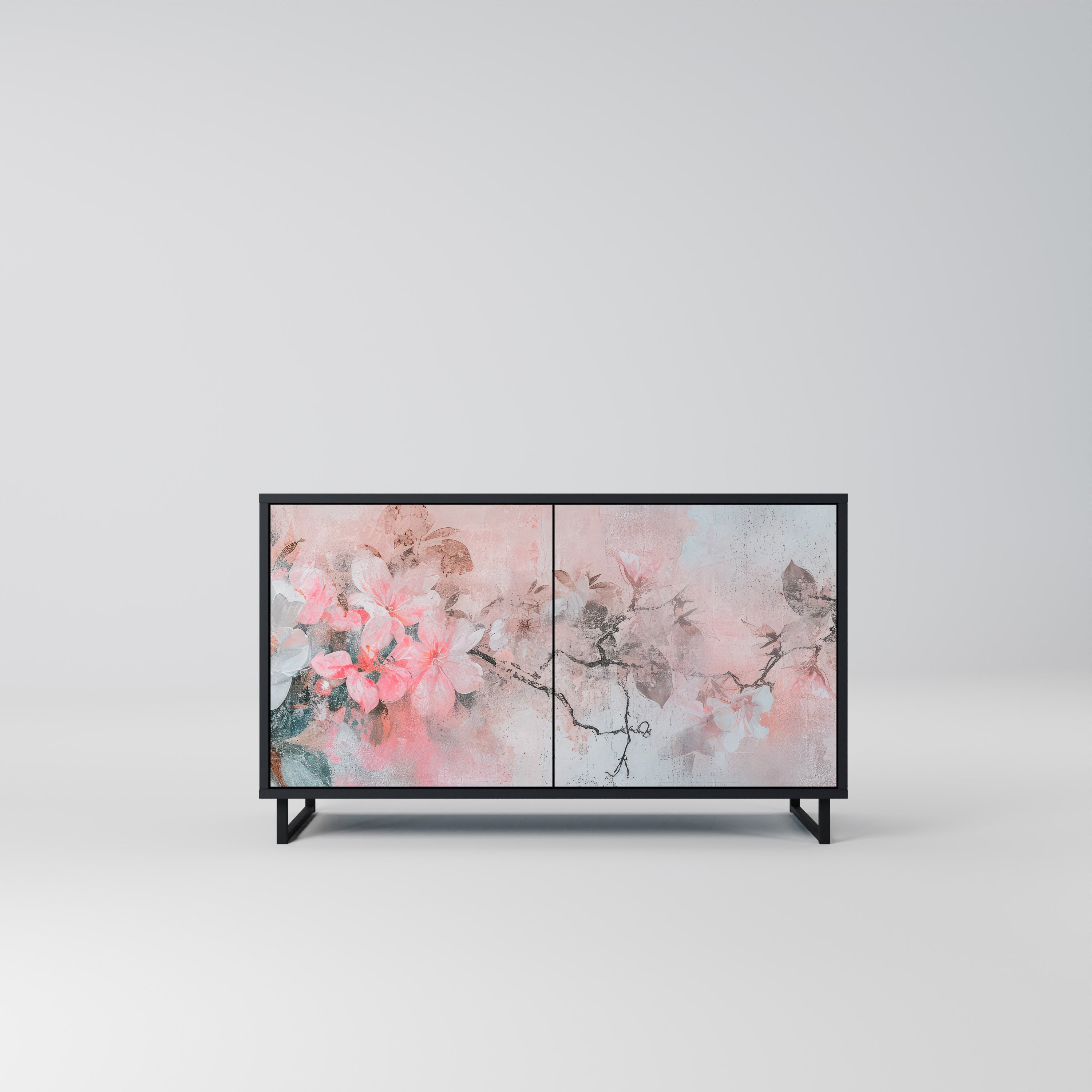 CHERRY BLOSSOM 2-Door Sideboard in Black Finish