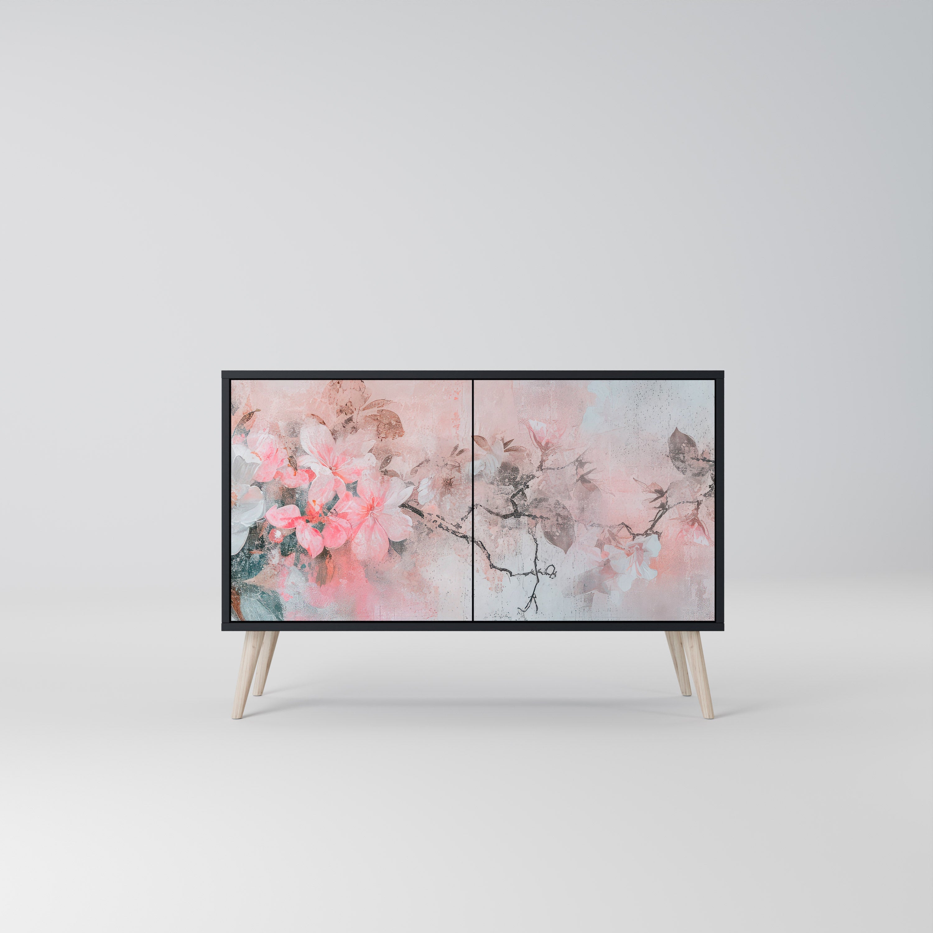CHERRY BLOSSOM 2-Door Sideboard in Black Finish