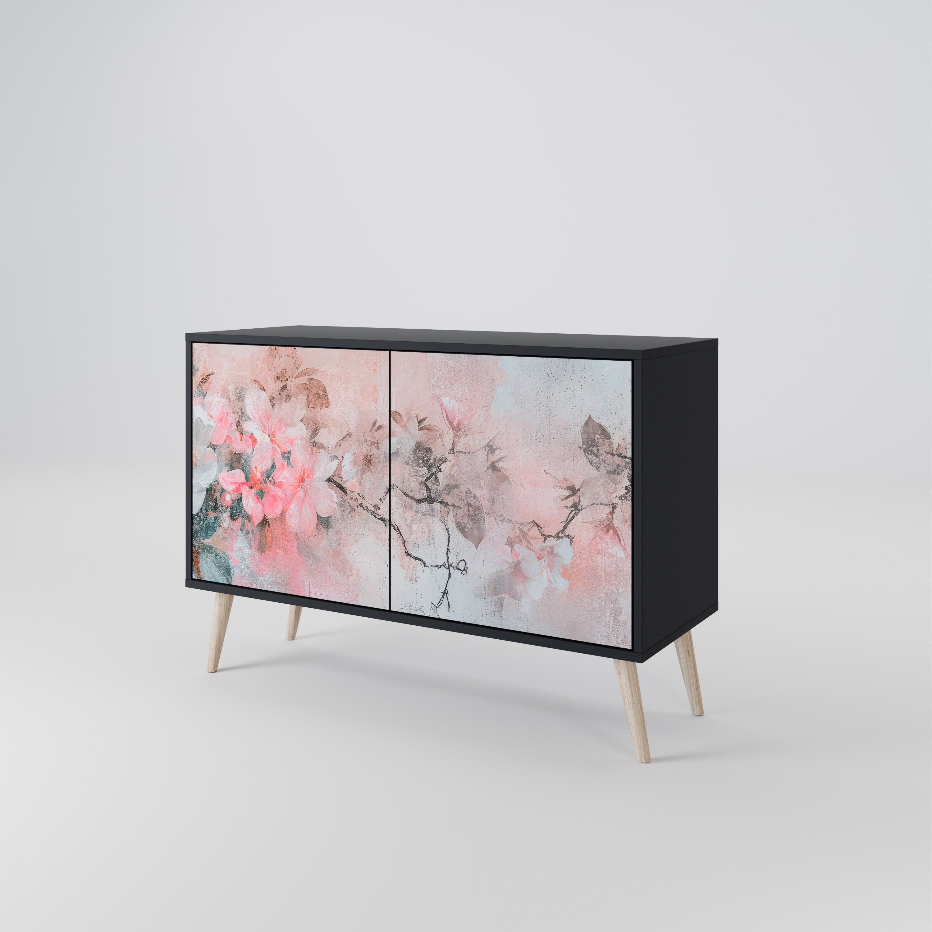 CHERRY BLOSSOM 2-Door Sideboard in Black Finish