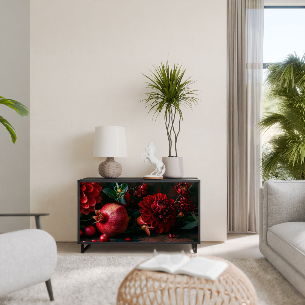 DAHLIAS AND POMEGRANATES Aparador de 2 Portas em Acabamento Preto