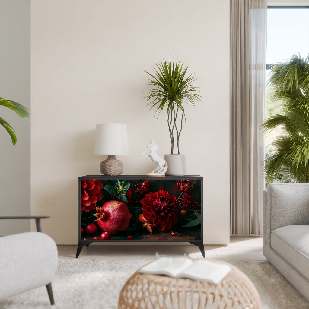 DAHLIAS AND POMEGRANATES Aparador de 2 Portas em Acabamento Preto