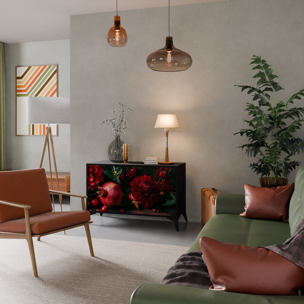 DAHLIAS AND POMEGRANATES Aparador de 2 Portas em Acabamento Preto