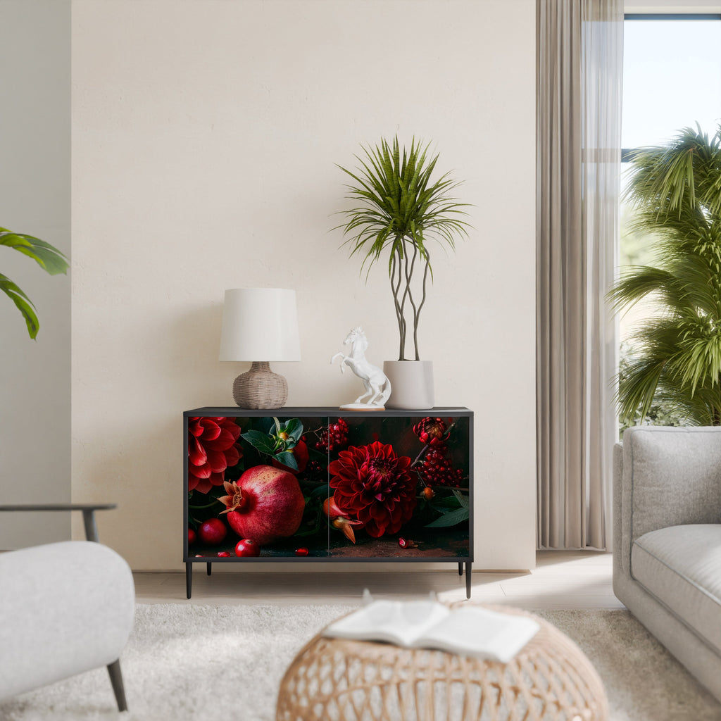 DAHLIAS AND POMEGRANATES Aparador de 2 Portas em Acabamento Preto