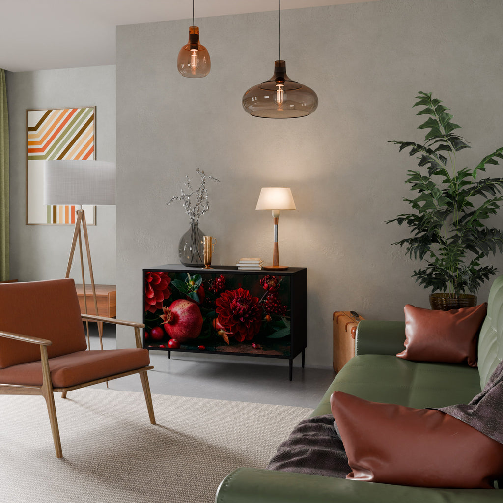 DAHLIAS AND POMEGRANATES Aparador de 2 Portas em Acabamento Preto