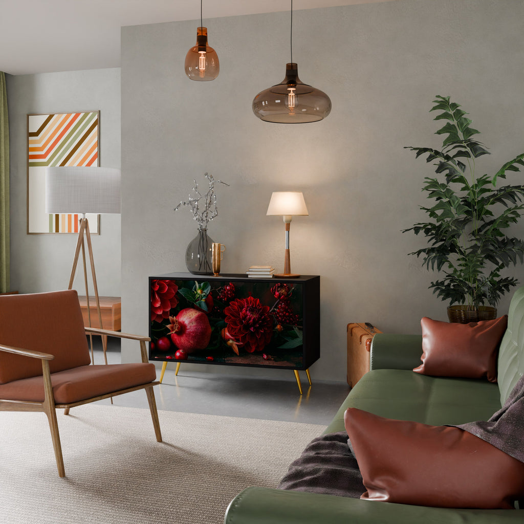 DAHLIAS AND POMEGRANATES Aparador de 2 Portas em Acabamento Preto