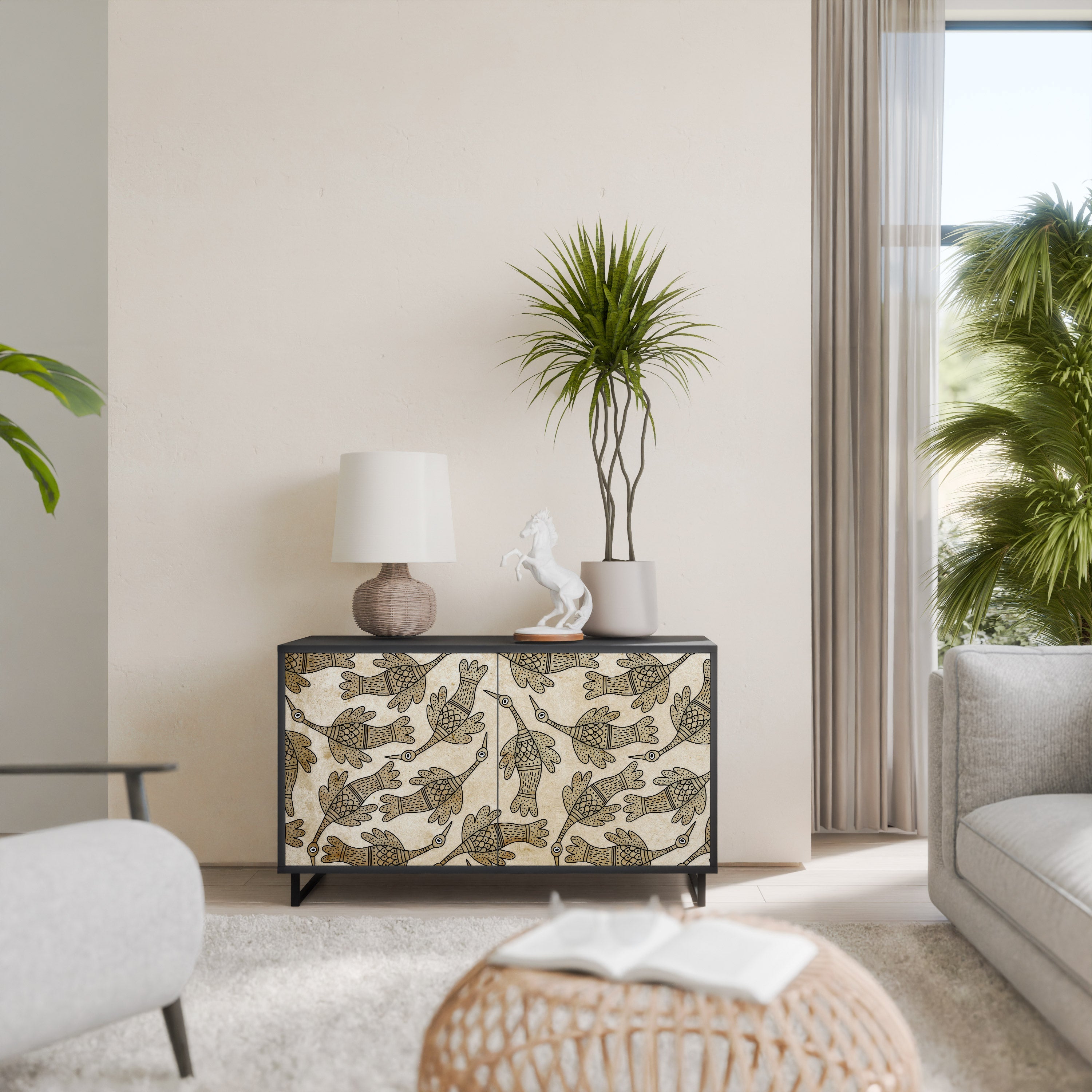 ALMONDINE SONGBIRD 2-Door Sideboard in Black Finish