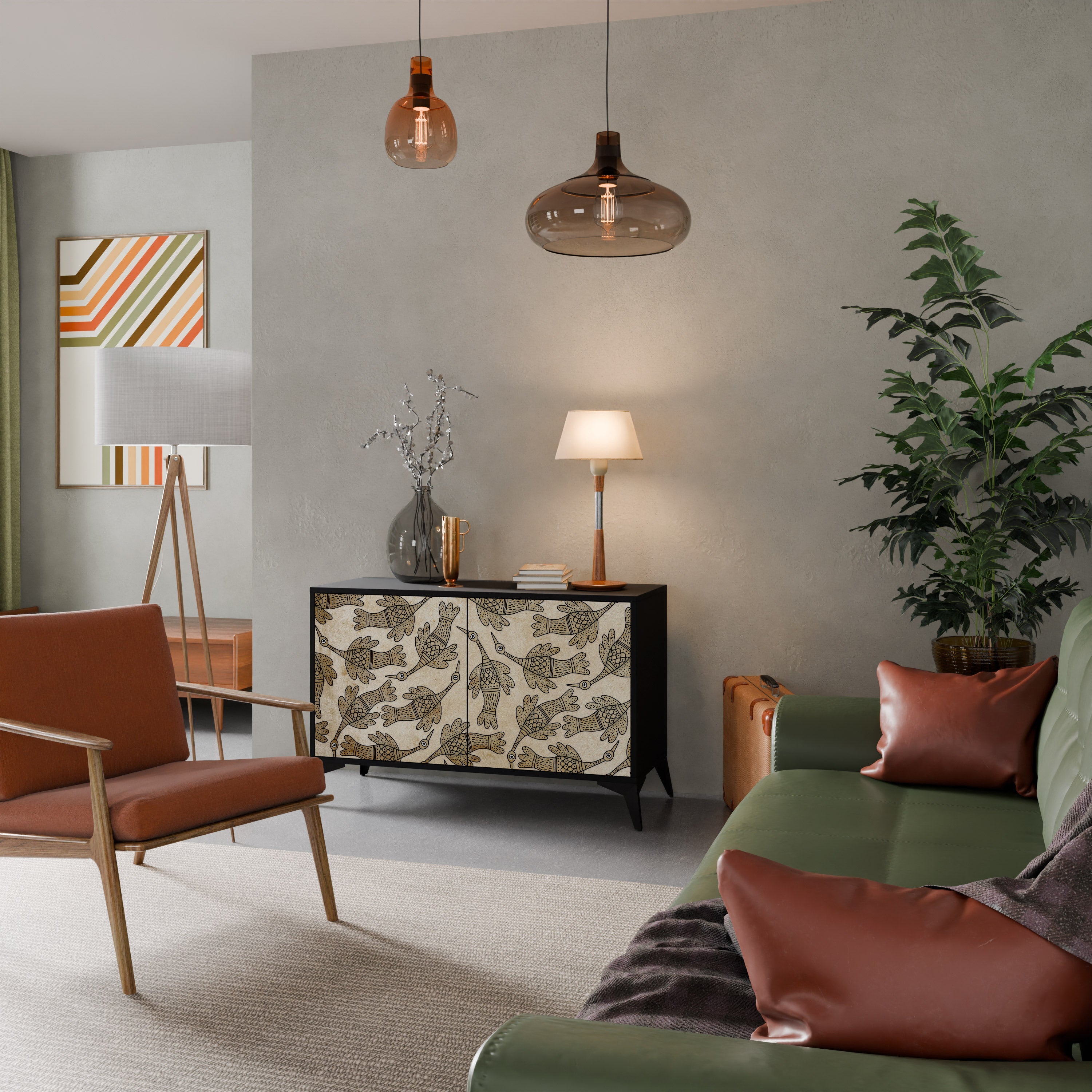 ALMONDINE SONGBIRD 2-Door Sideboard in Black Finish