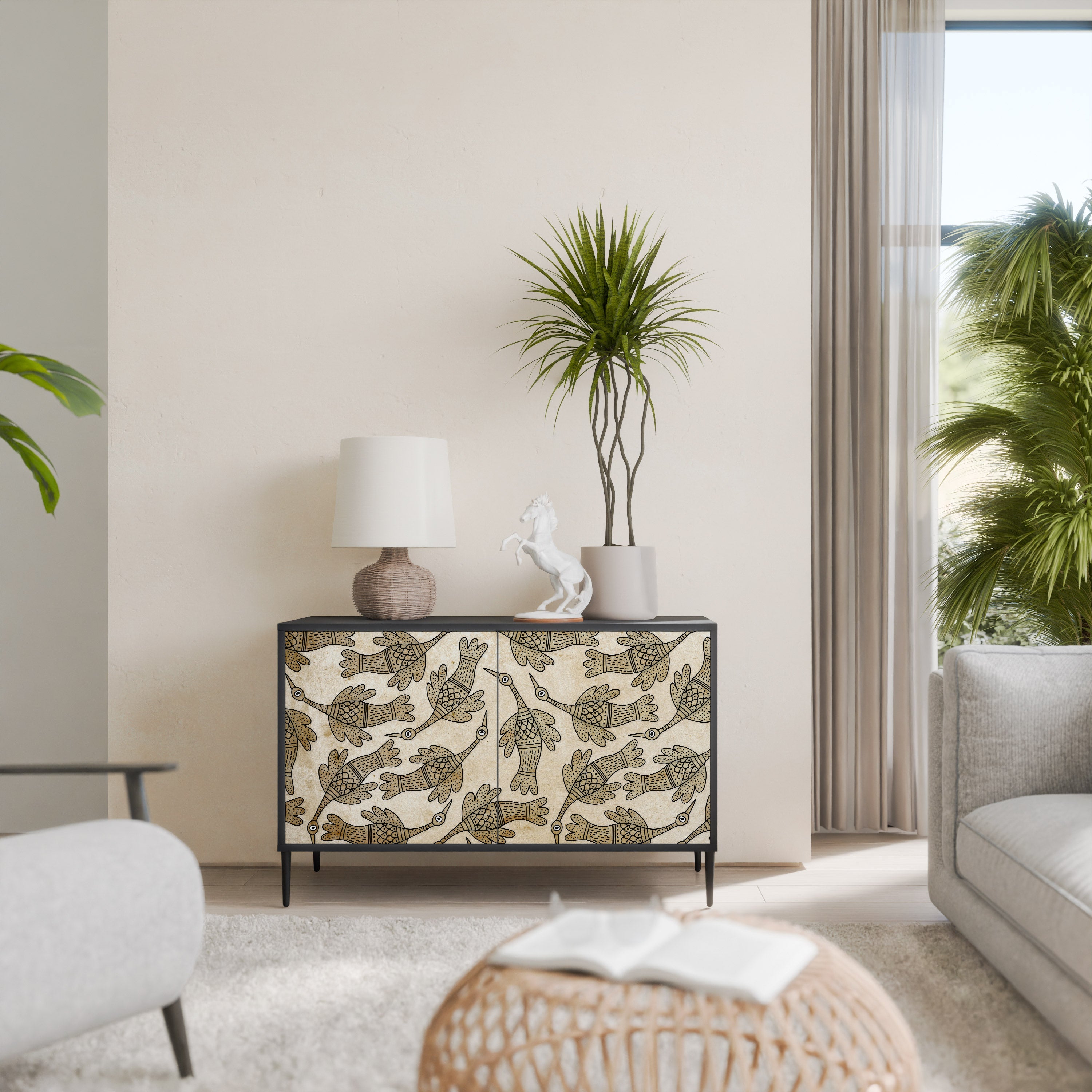 ALMONDINE SONGBIRD 2-Door Sideboard in Black Finish