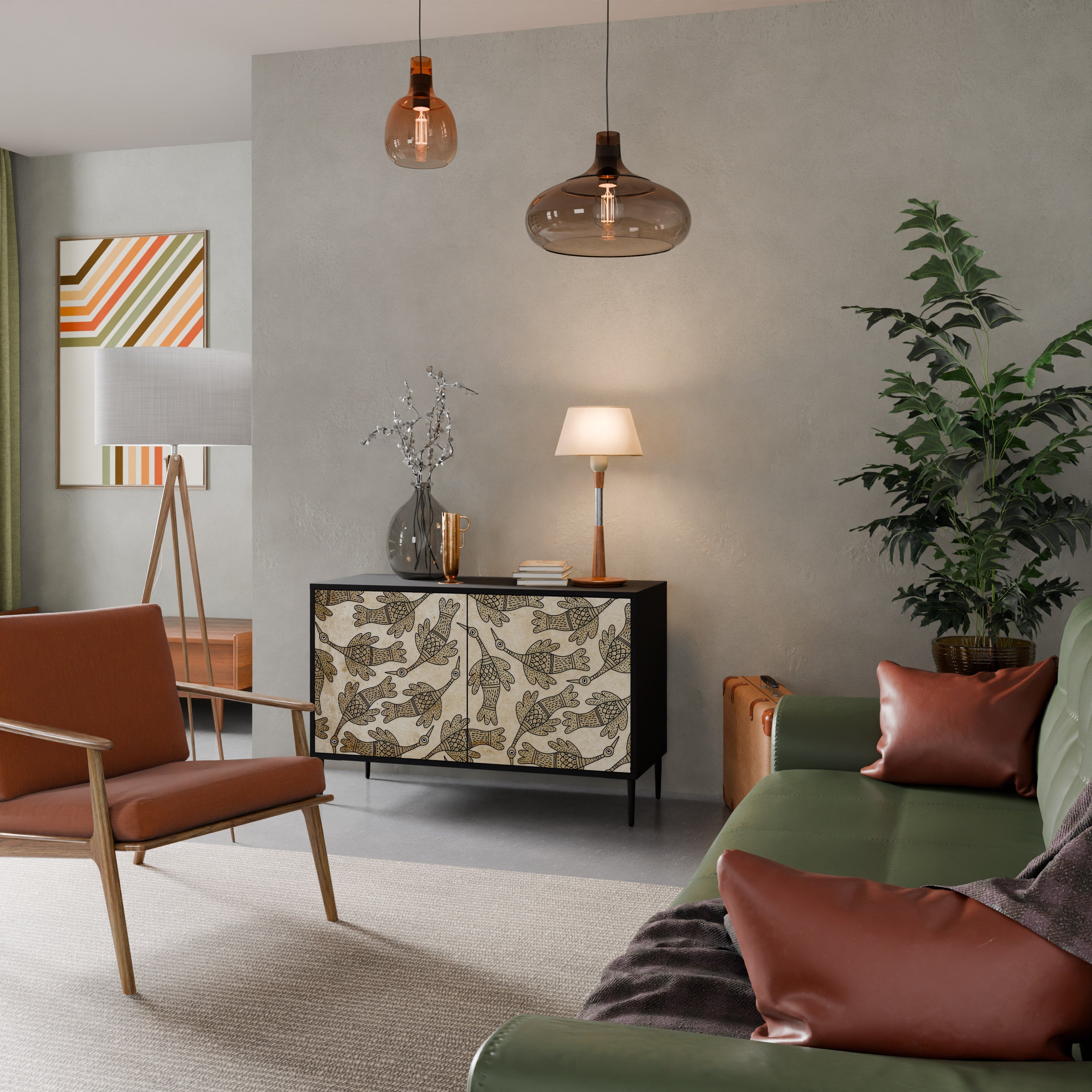 ALMONDINE SONGBIRD 2-Door Sideboard in Black Finish