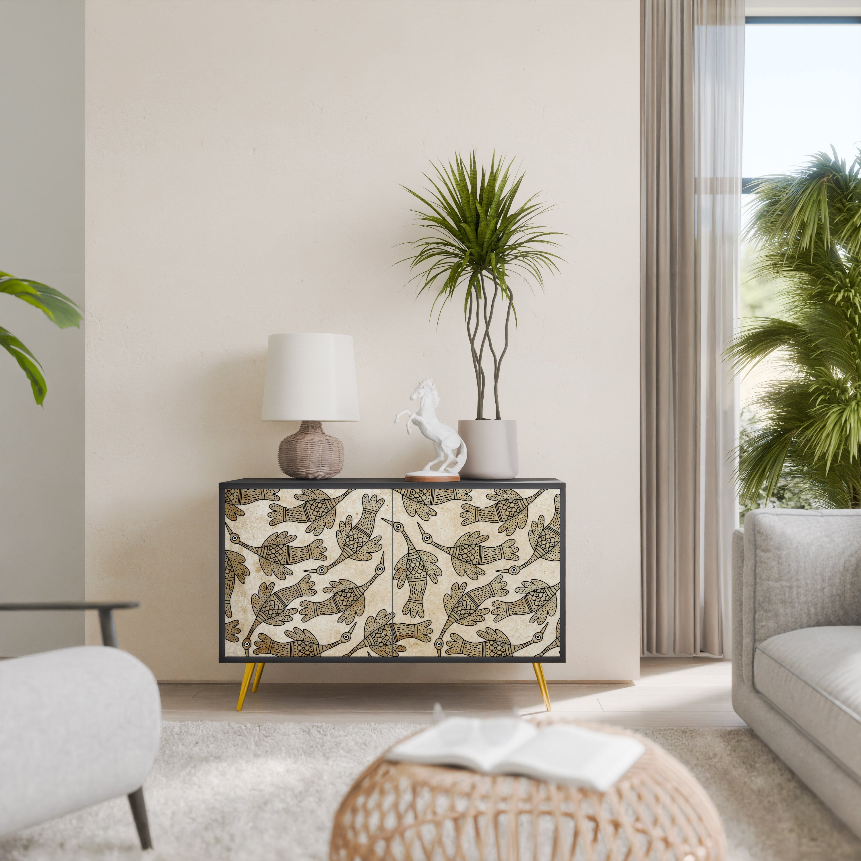 ALMONDINE SONGBIRD 2-Door Sideboard in Black Finish