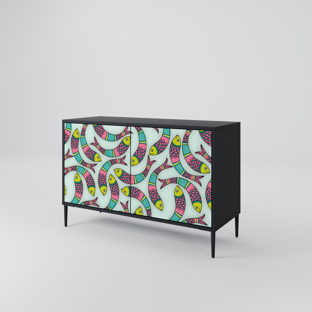 INDIAN FISH 2-Door Sideboard in Black Finish