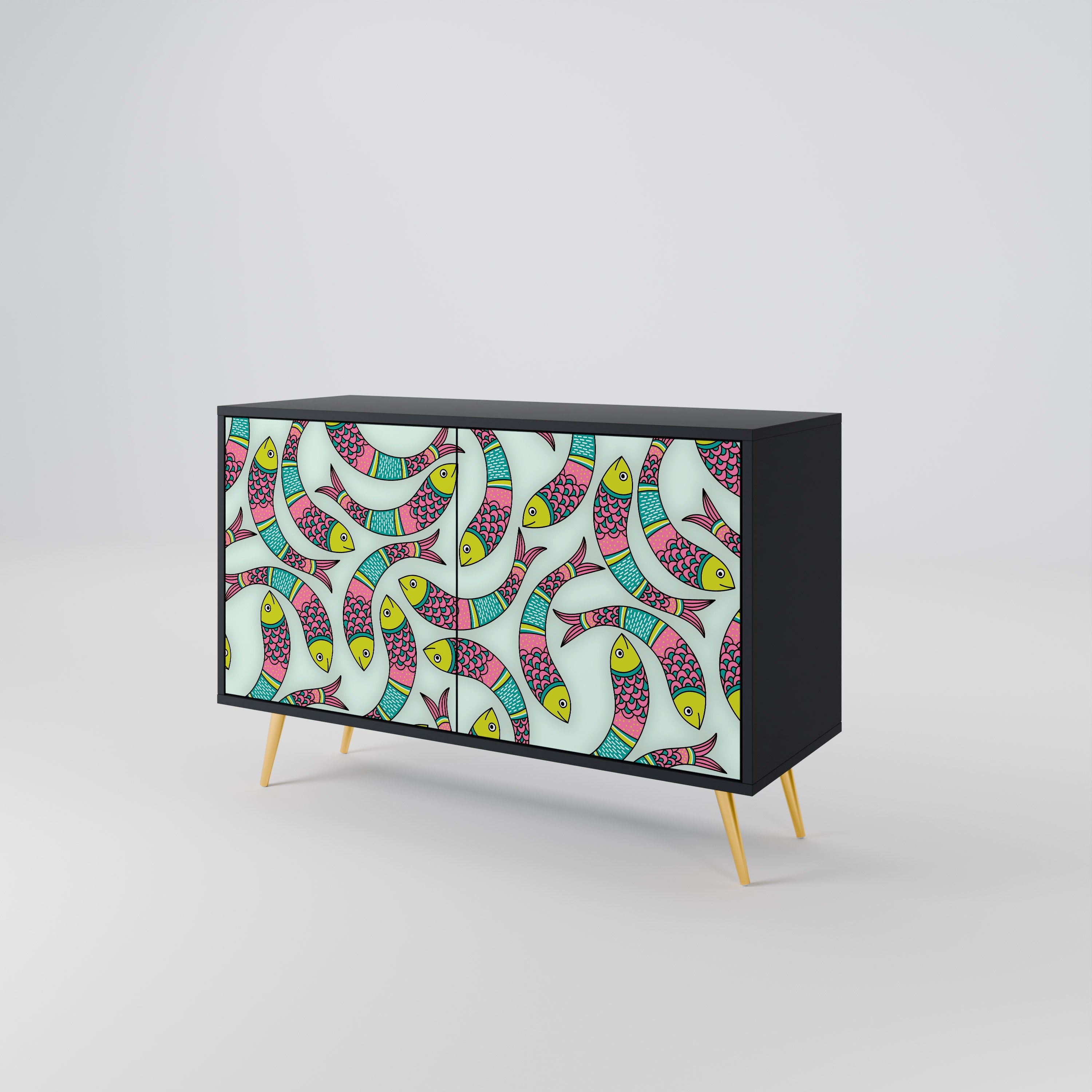 INDIAN FISH 2-Door Sideboard in Black Finish