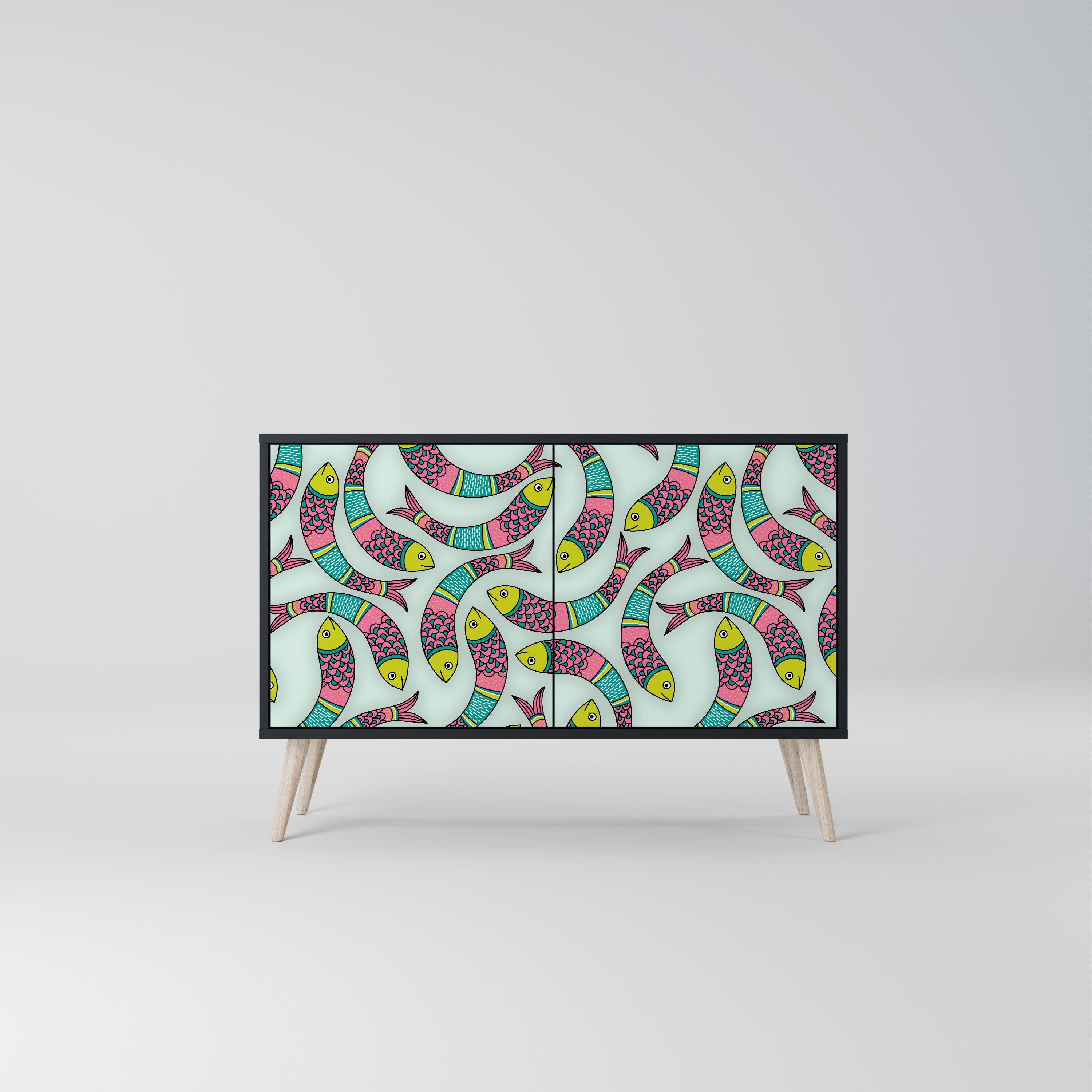 INDIAN FISH 2-Door Sideboard in Black Finish