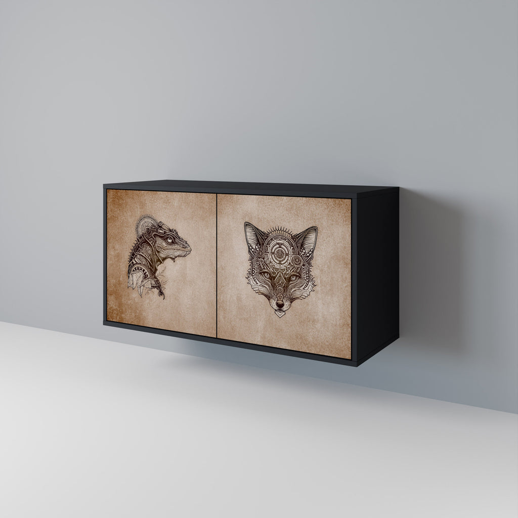 STEAMPUNK CLAN 2-Door Sideboard in Black Finish