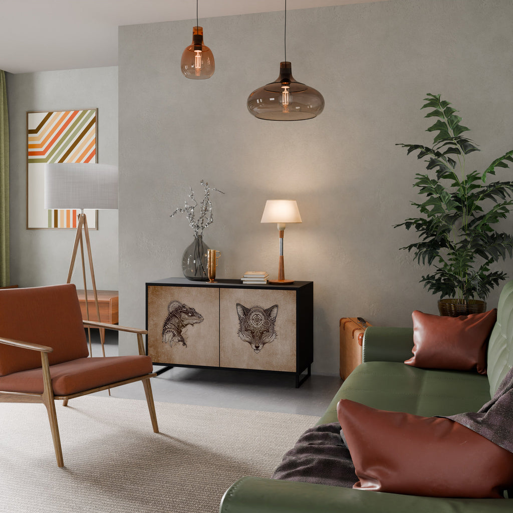 STEAMPUNK CLAN 2-Door Sideboard in Black Finish