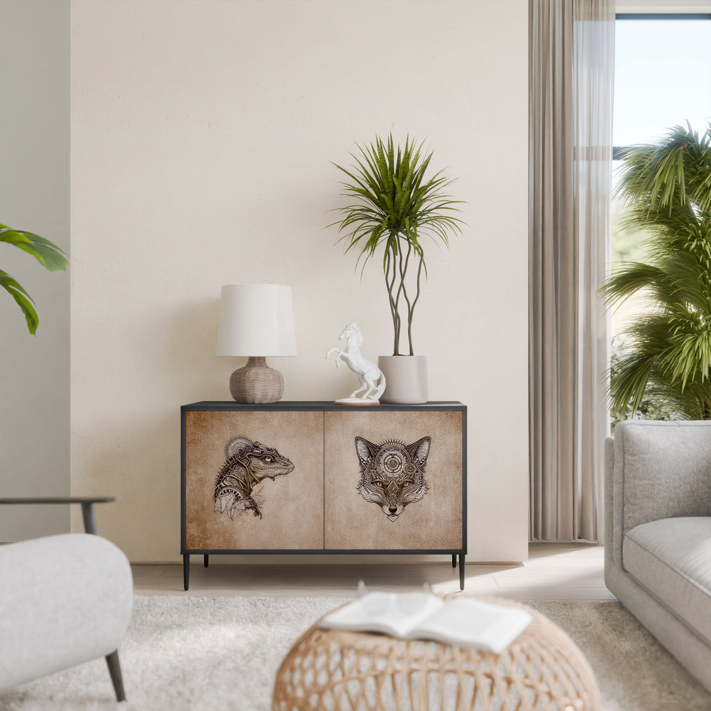 STEAMPUNK CLAN 2-Door Sideboard in Black Finish