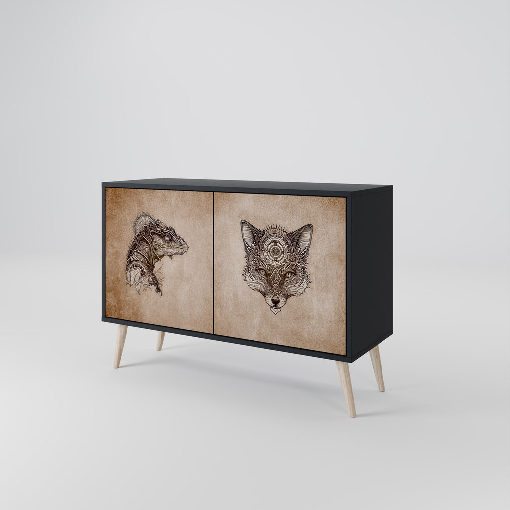 STEAMPUNK CLAN 2-Door Sideboard in Black Finish