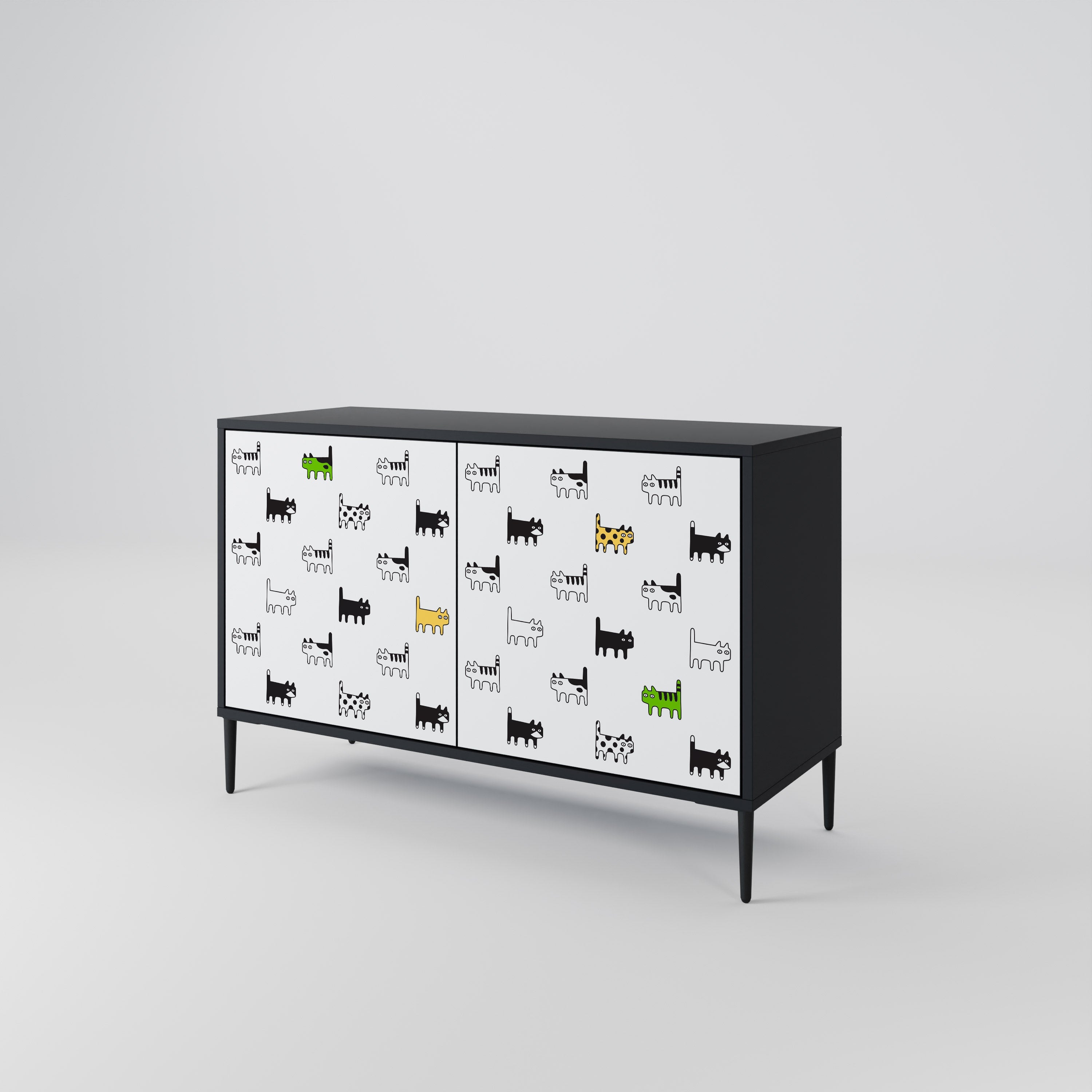 CATS COMPILATION 2-Door Sideboard in Black Finish
