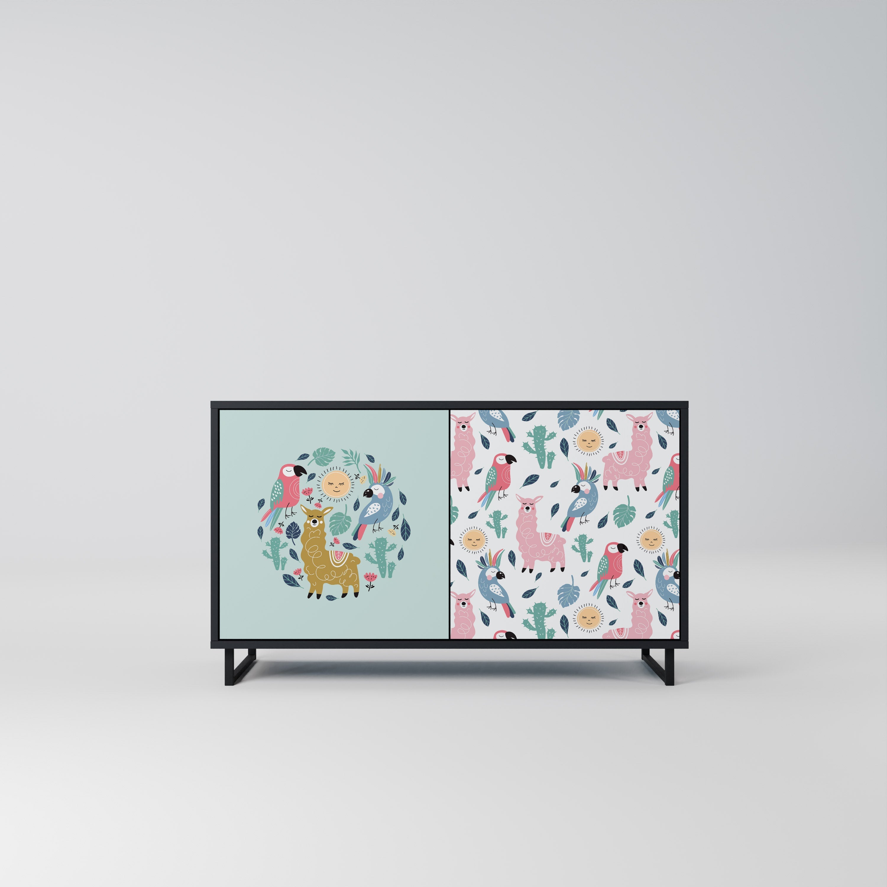 COLORFUL ALPACAS 2-Door Sideboard in Black Finish