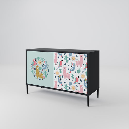 COLORFUL ALPACAS 2-Door Sideboard in Black Finish