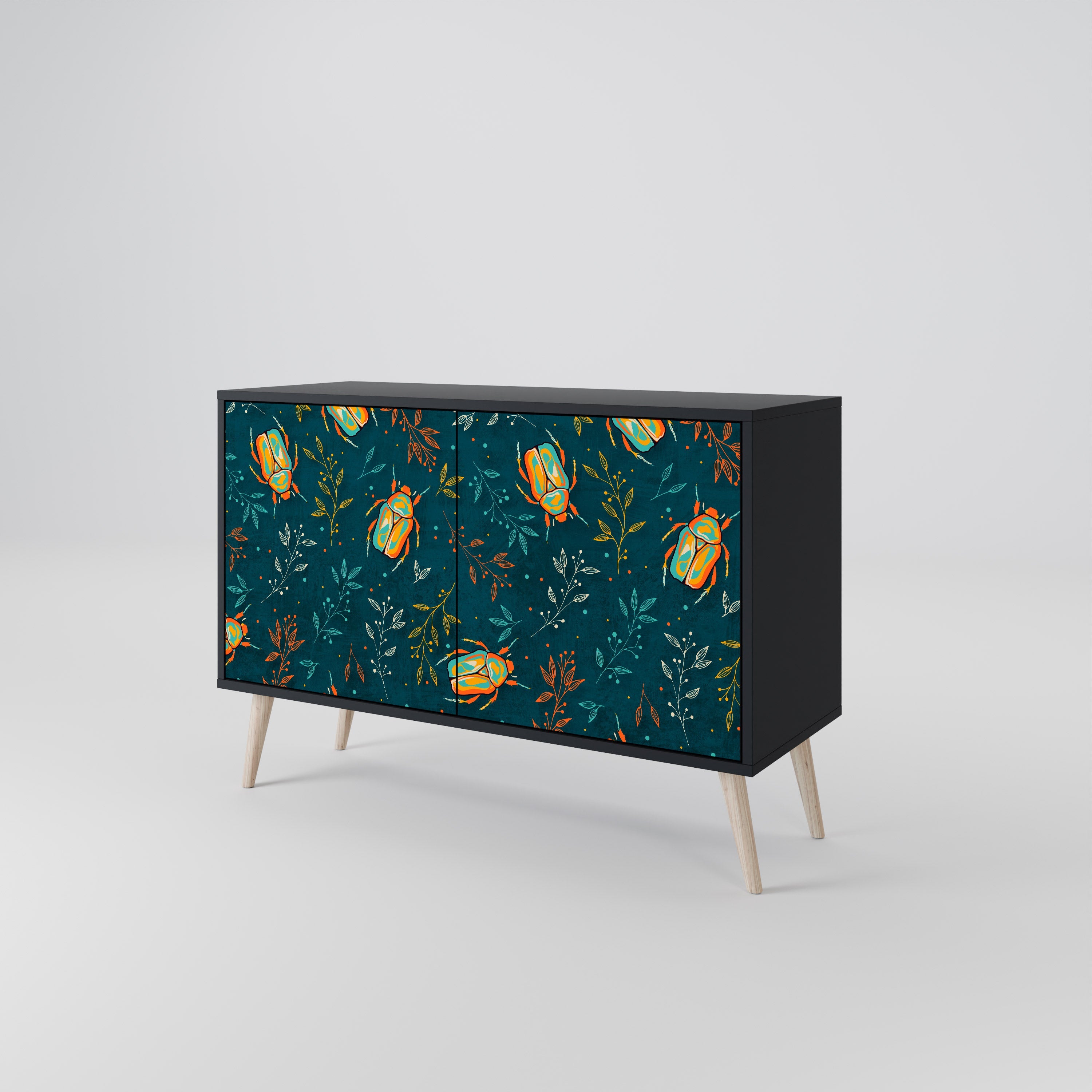 AUTUMN INSECTS 2-Door Sideboard in Black Finish