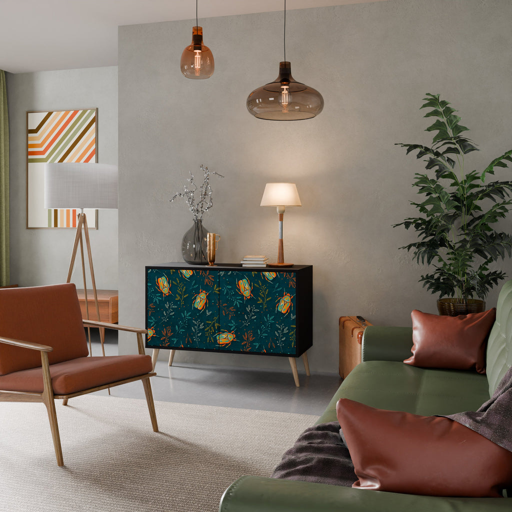 AUTUMN INSECTS 2-Door Sideboard in Black Finish