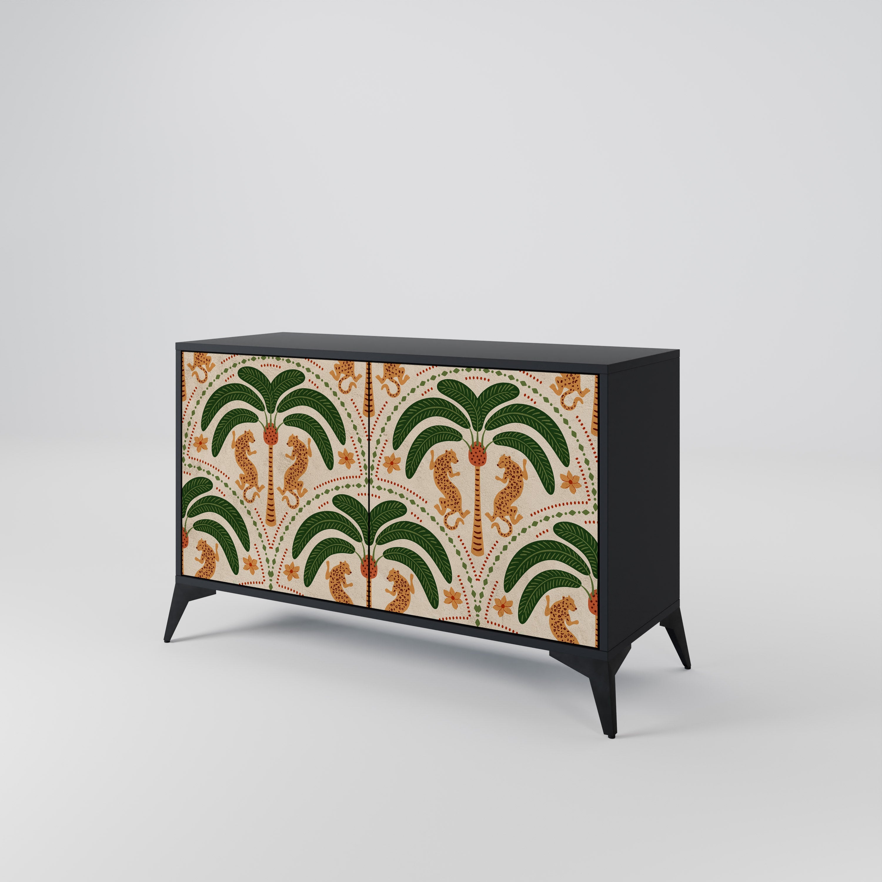 DANCING PREDATORS 2-Door Sideboard in Black Finish
