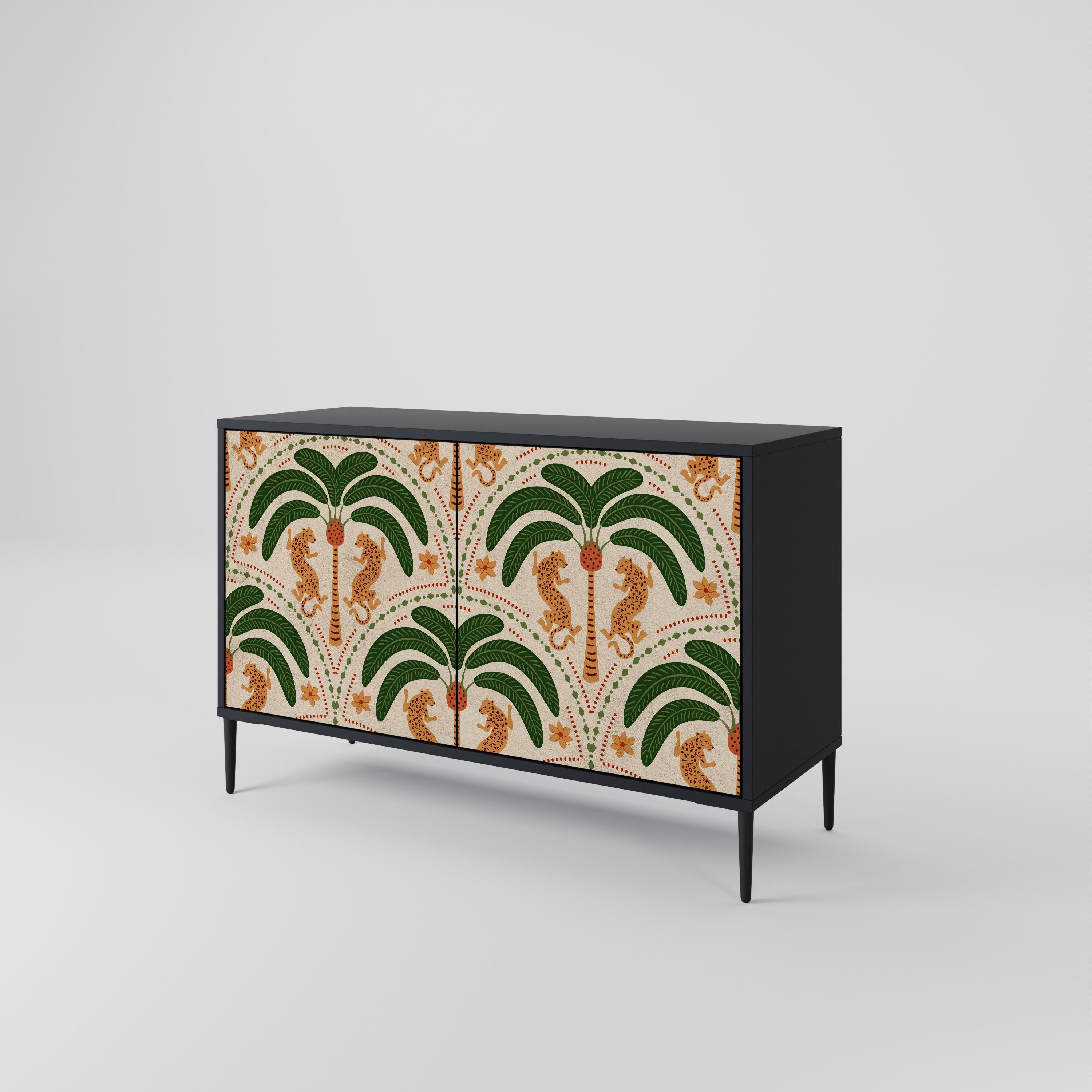 DANCING PREDATORS 2-Door Sideboard in Black Finish
