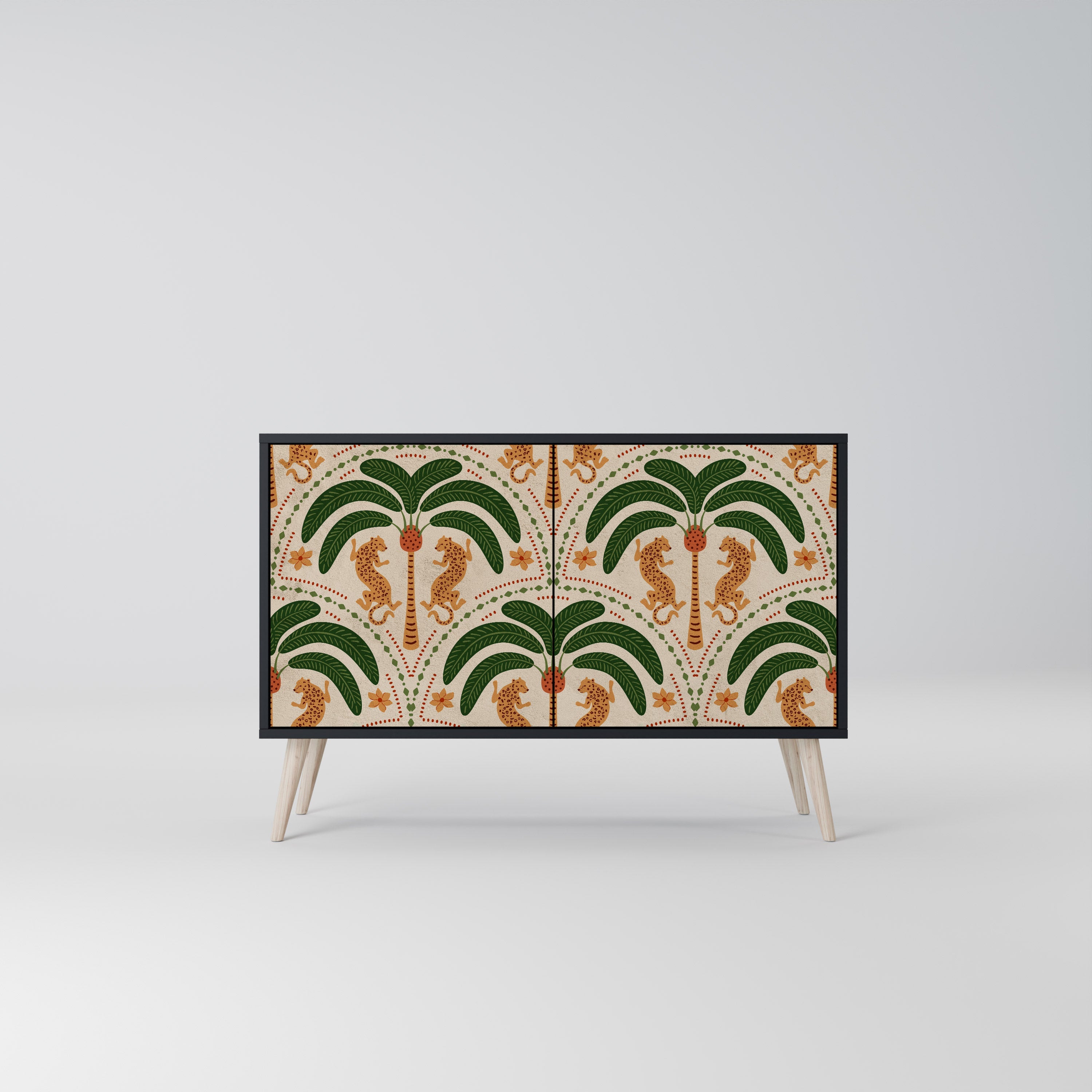 DANCING PREDATORS 2-Door Sideboard in Black Finish