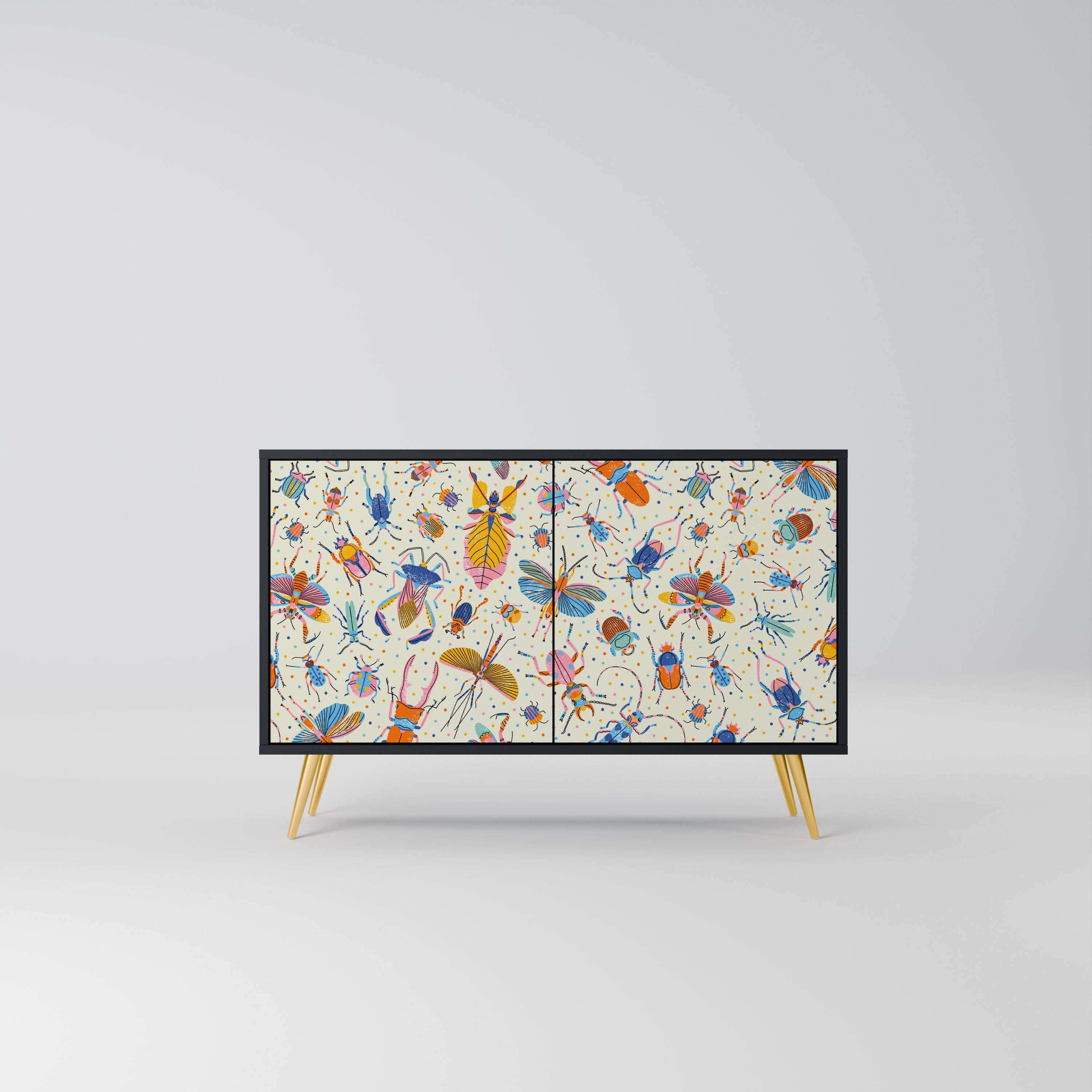 COLORFUL INSECTS 2-Door Sideboard in Black Finish