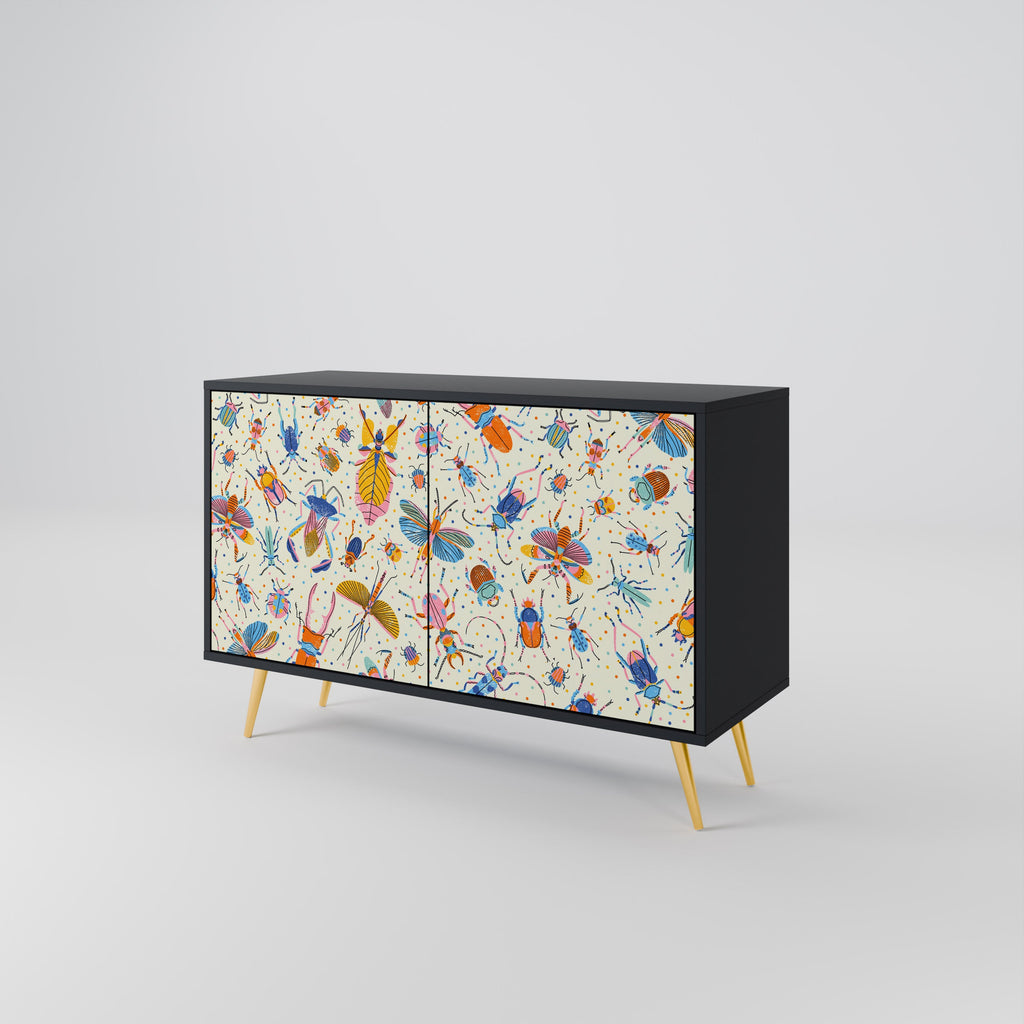 COLORFUL INSECTS 2-Door Sideboard in Black Finish