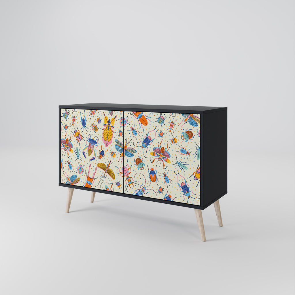COLORFUL INSECTS 2-Door Sideboard in Black Finish