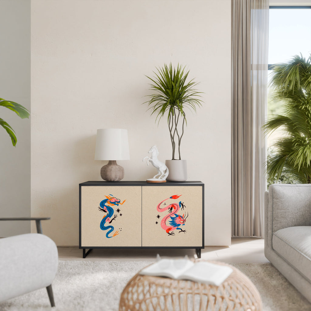 MYTHOLOGICAL CREATURES 2-Door Sideboard in Black Finish