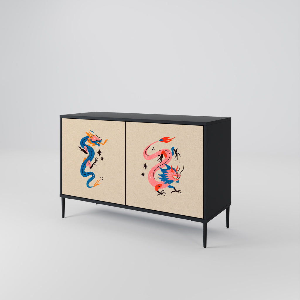 MYTHOLOGICAL CREATURES 2-Door Sideboard in Black Finish