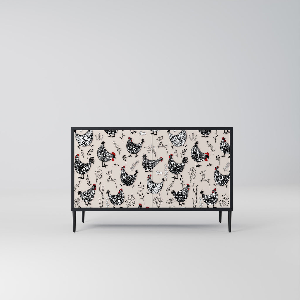 HAPPY HENS 2-Door Sideboard in Black Finish