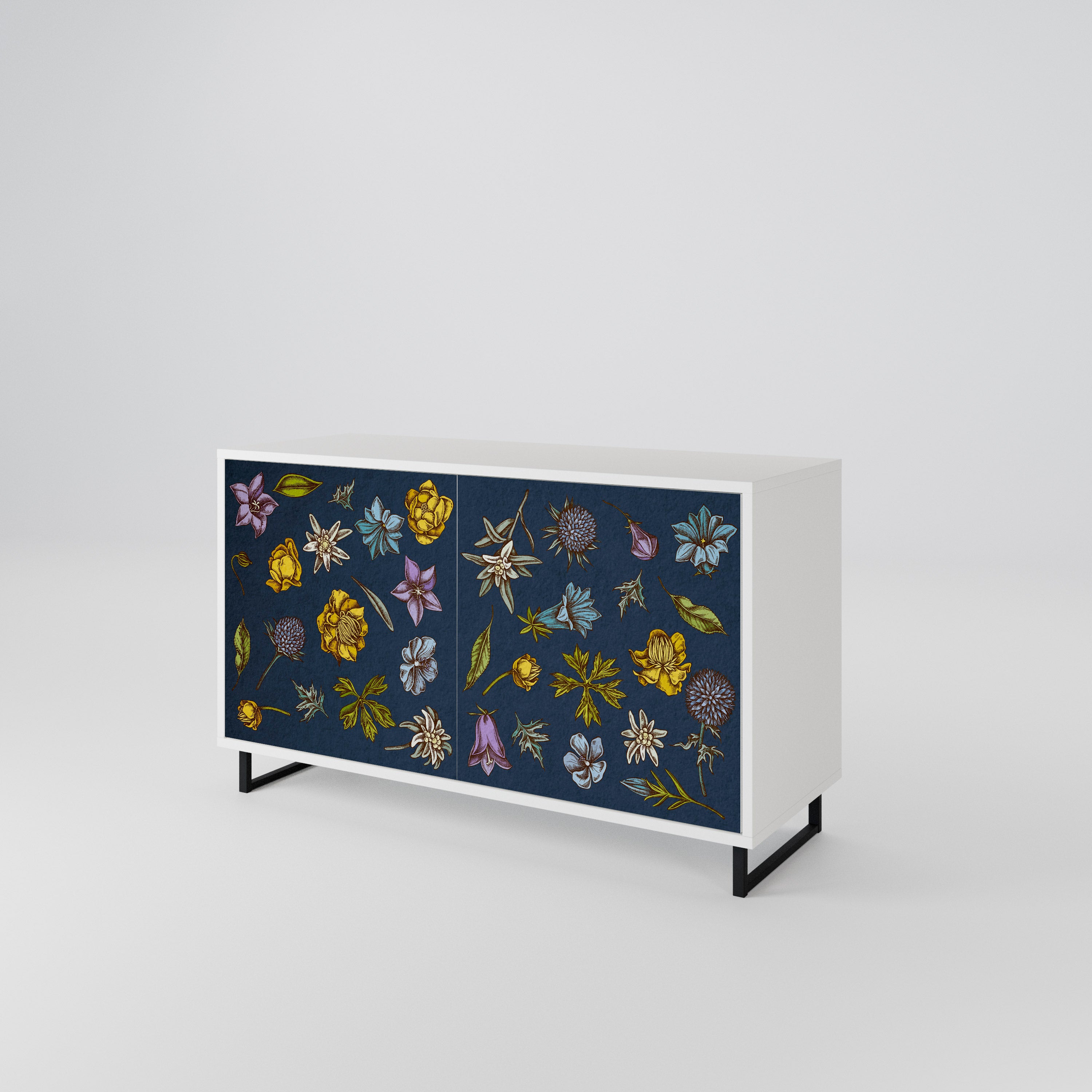 FLOWERS ON NAVY BLUE 2-Door Sideboard