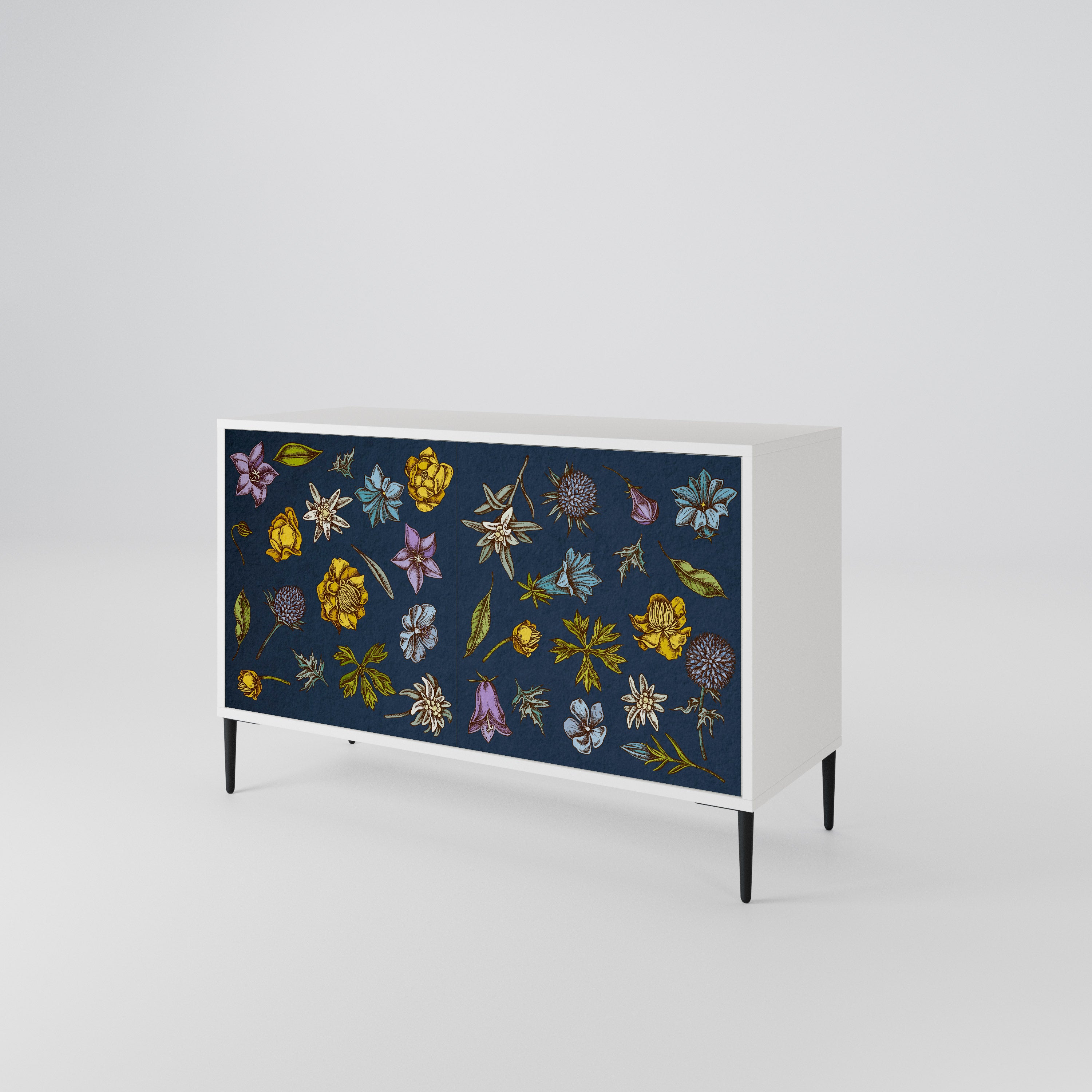 FLOWERS ON NAVY BLUE 2-Door Sideboard