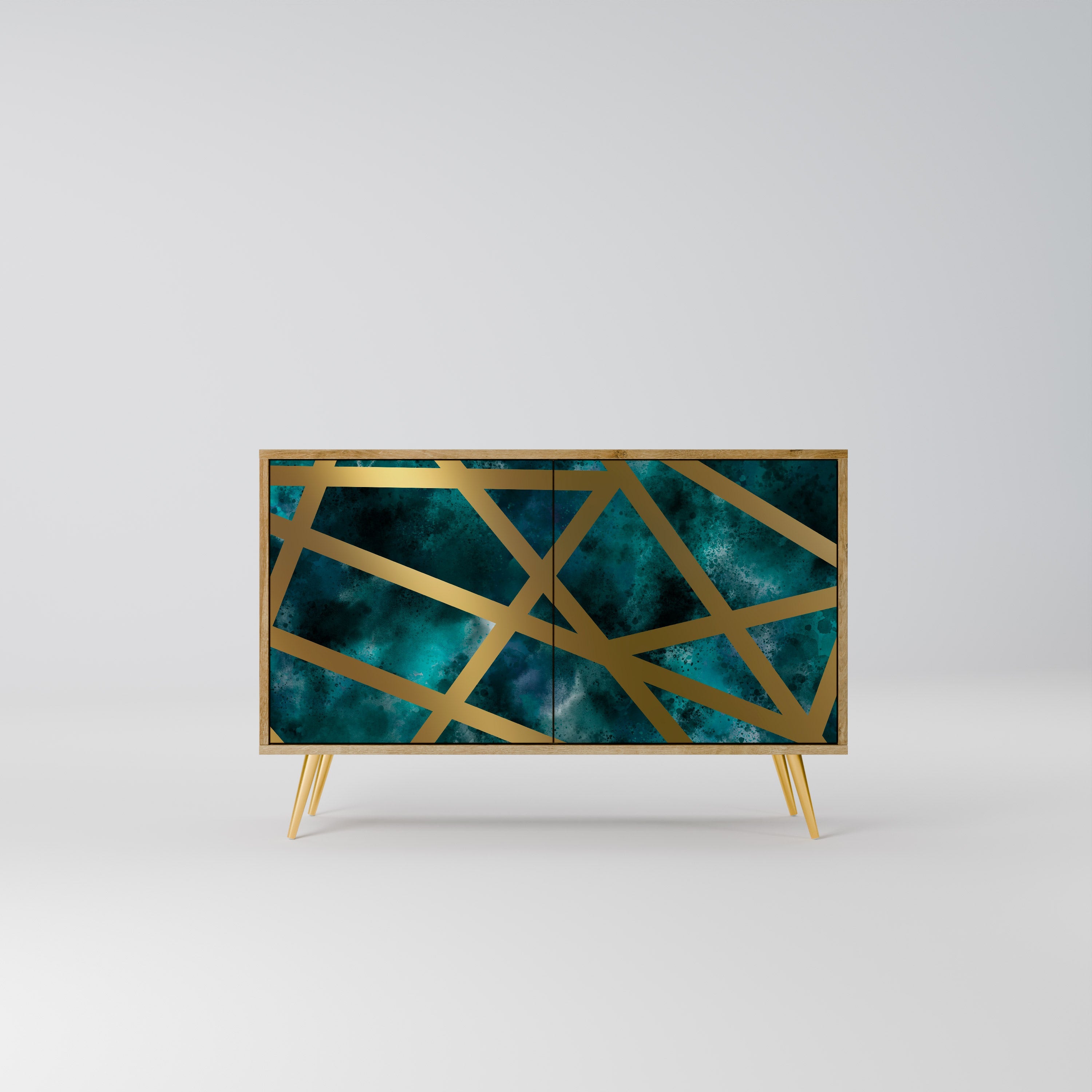 THE LABYRINTH OF GOLD Aparador de 2 Portas em Efeito Carvalho