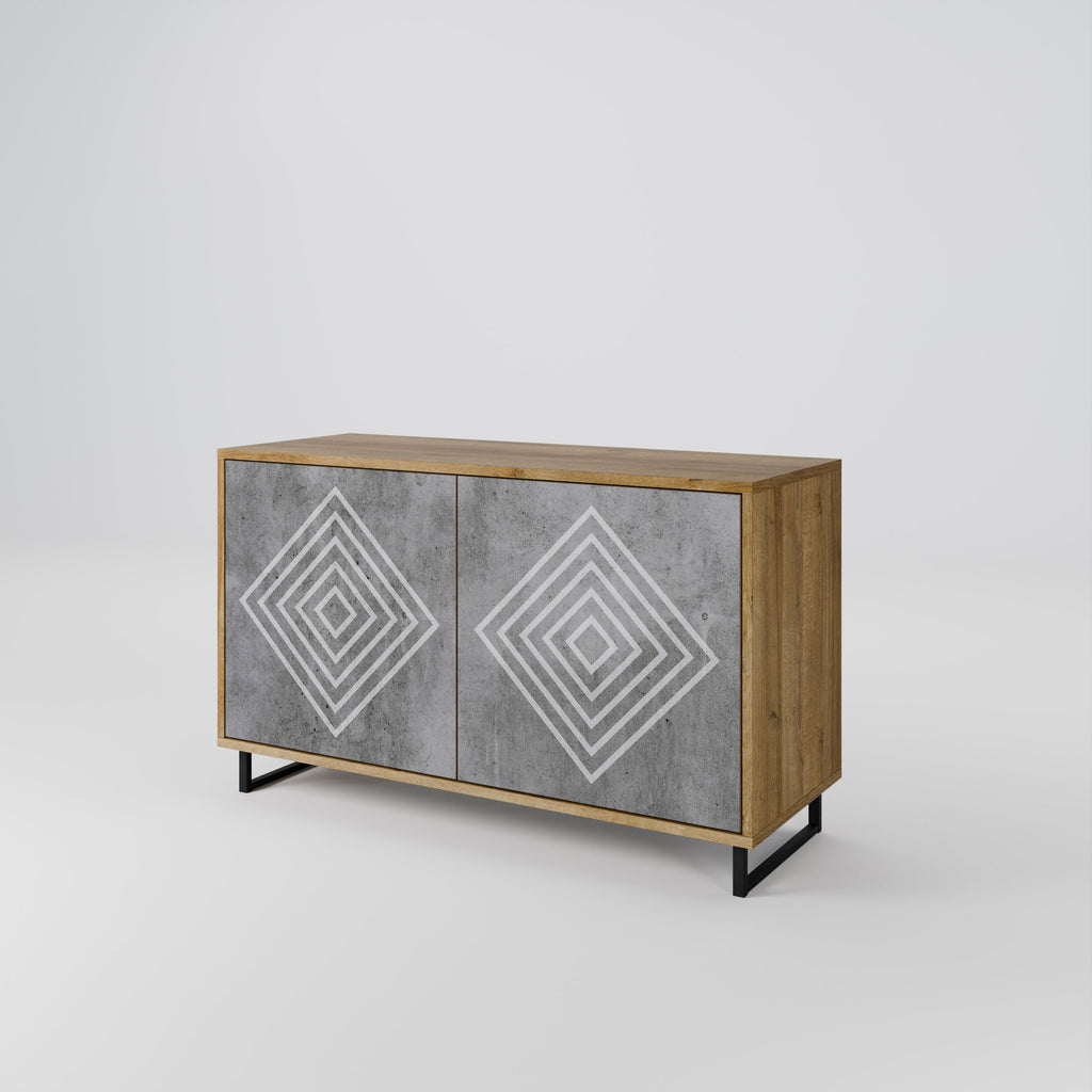 POLYGONAL ARTISTRY 2-Door Sideboard in Oak Effect