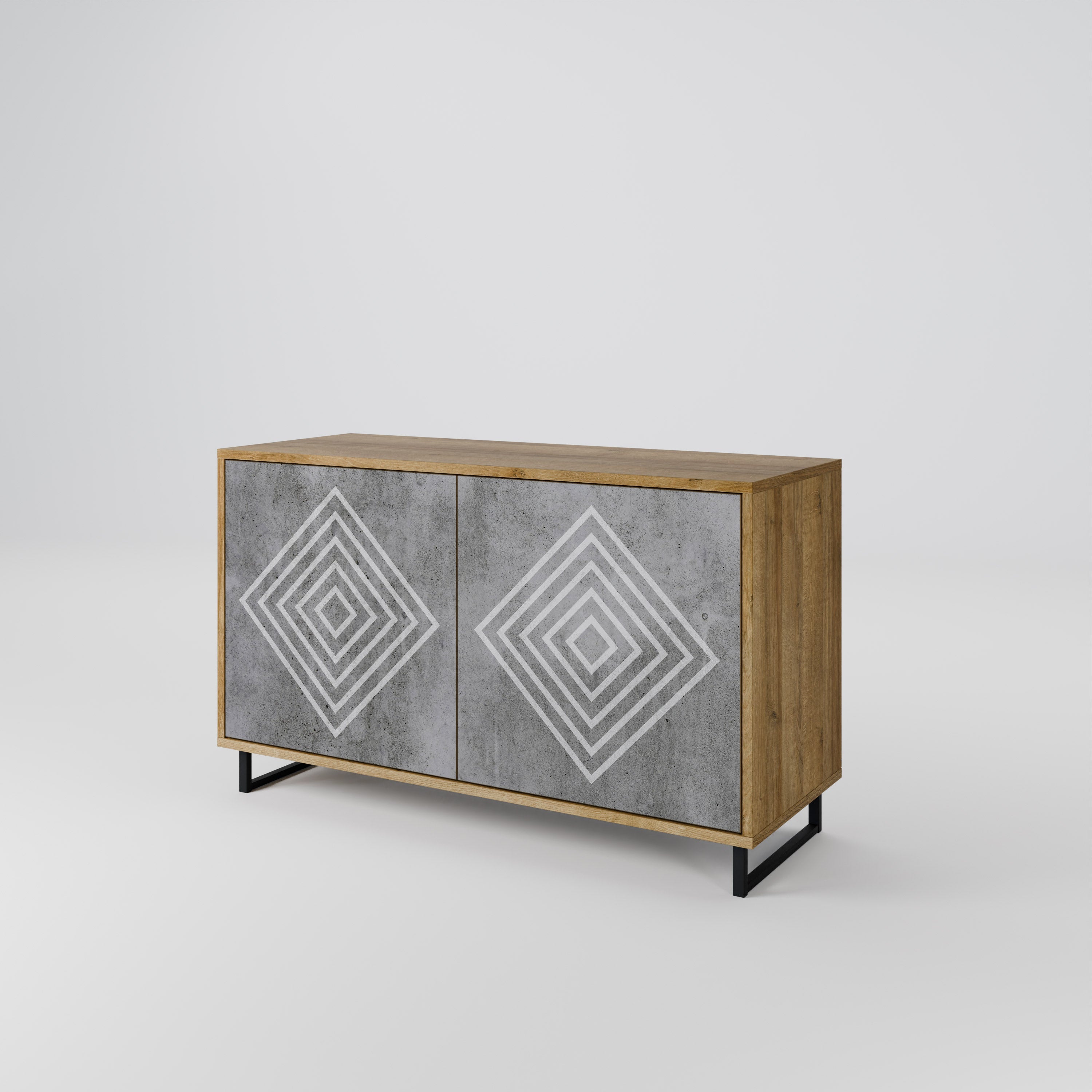 POLYGONAL ARTISTRY 2-Door Sideboard in Oak Effect