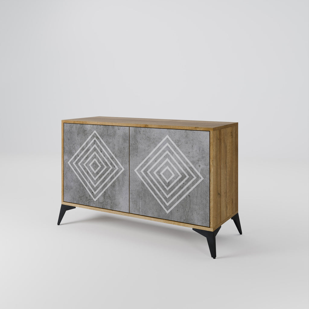 POLYGONAL ARTISTRY 2-Door Sideboard in Oak Effect