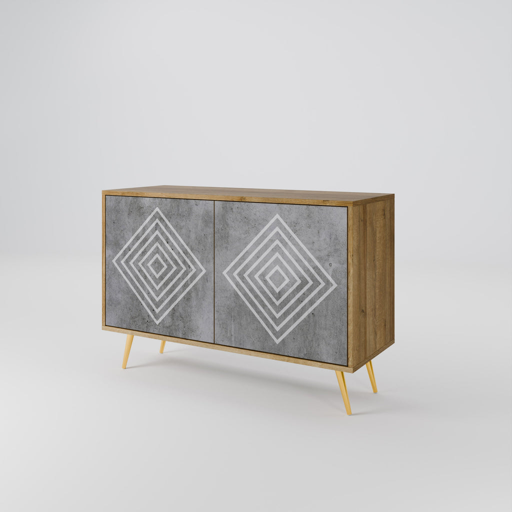 POLYGONAL ARTISTRY 2-Door Sideboard in Oak Effect